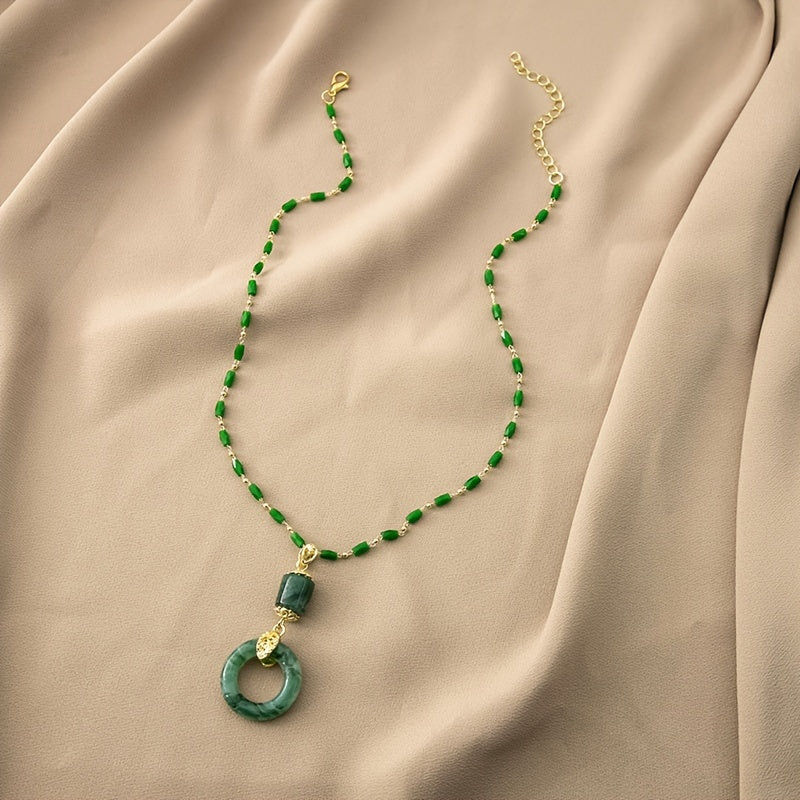 Elegant Artificial Jade Pendant Necklace