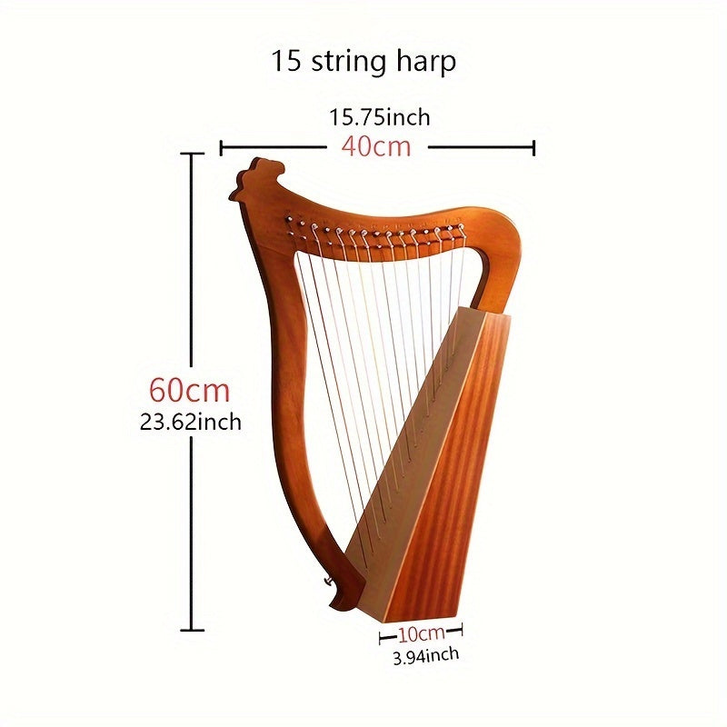 19 String Mahogany Solid Wooden Lyre Harp