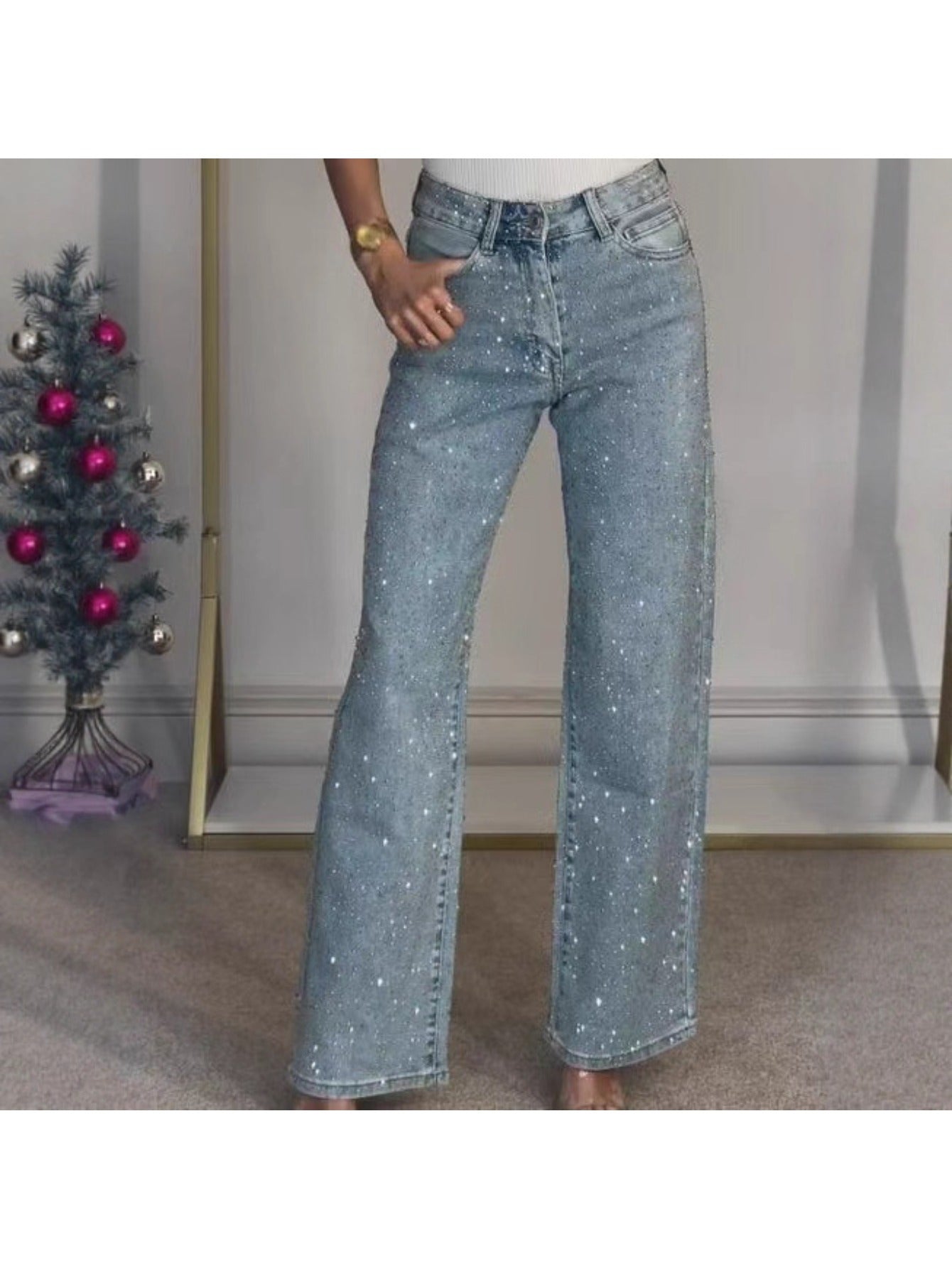 High Waist Straight Leg Jeans