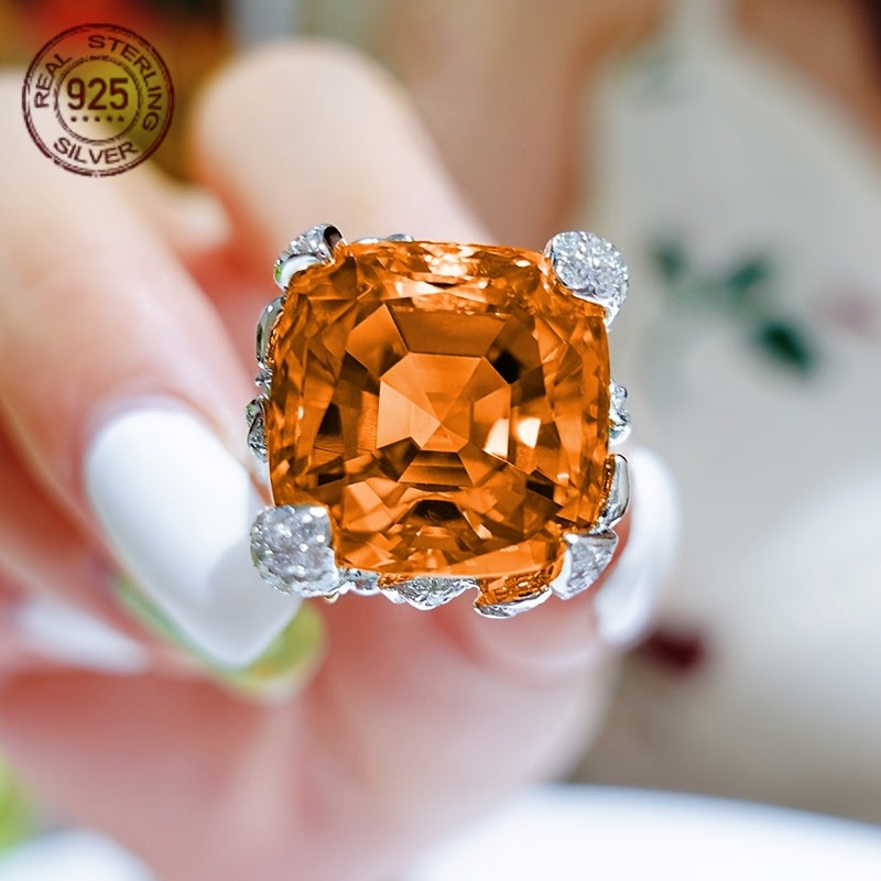 Orange Synthetic Champagne Zirconia Ring