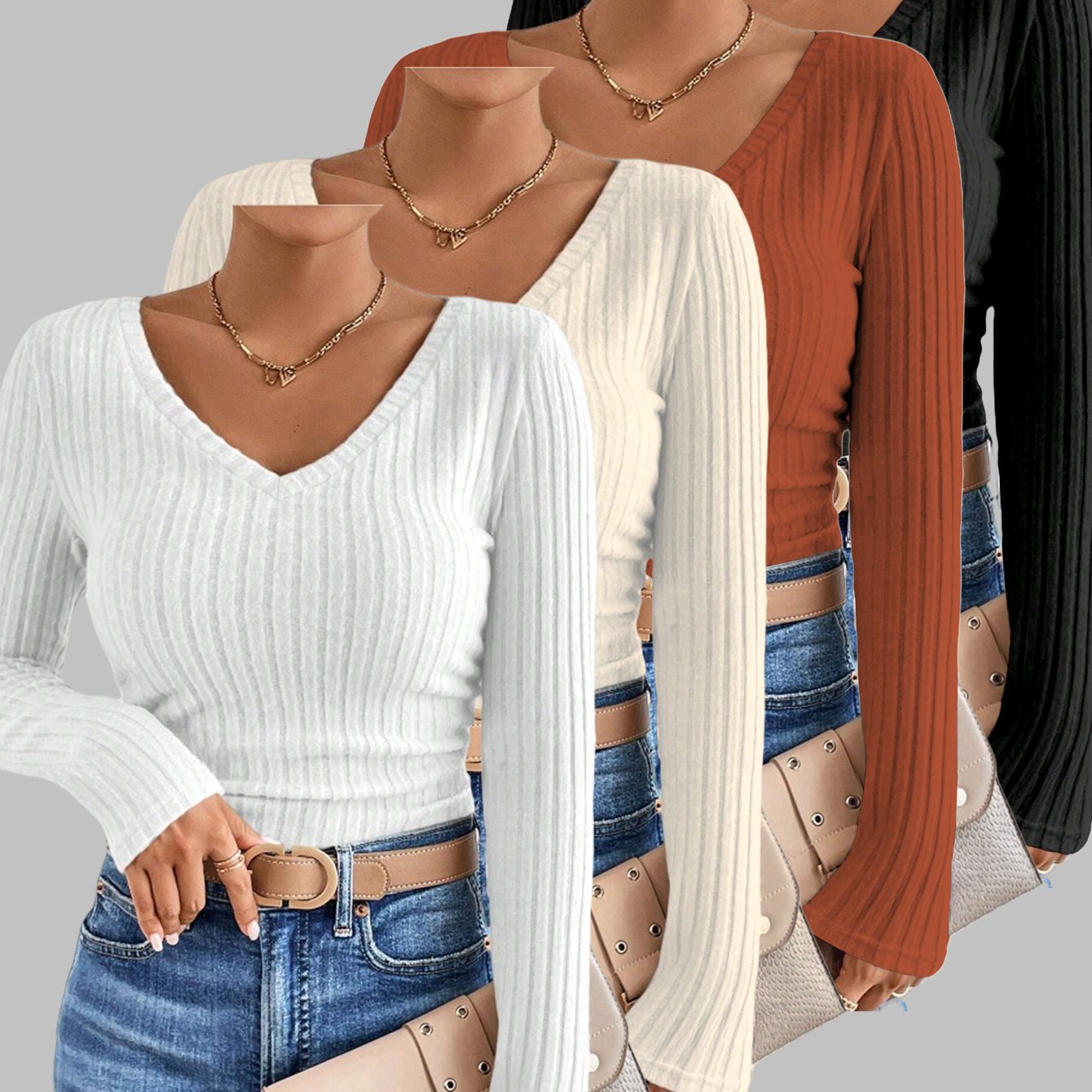 Oversized V-Neck Sweater Set