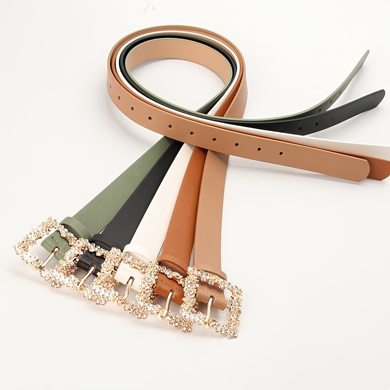 Alloy Rhinestone Pin Buckle Belt