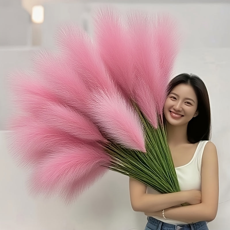 5-heads Super Healing Artificial Large Plaster Fox Grass Plant - 35 inches Tall