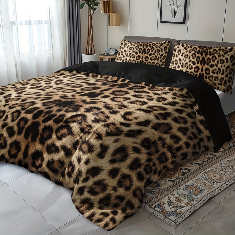 {3pcs} Leopard Print Duvet Cover Set