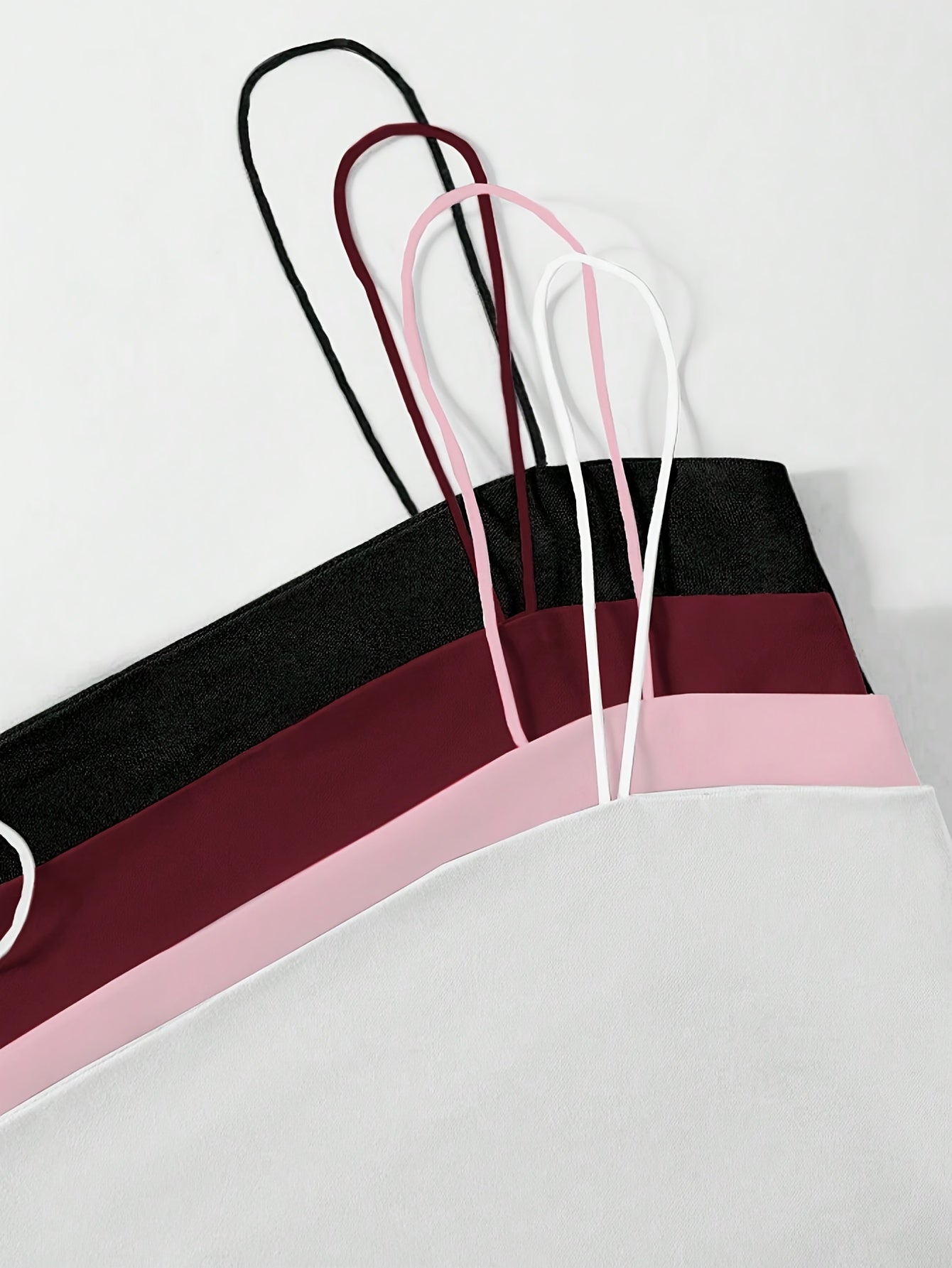 4pcs Set of Trendy, Minimalist Casual Waisted Camisoles, Camisole Tops for Women, Layering Essentials, Versatile Tops, Sleeveless Top, Elegant Style, Breathable Material, Comfortable Fit, Tank Tops, Camisole Set, Summer Wardr