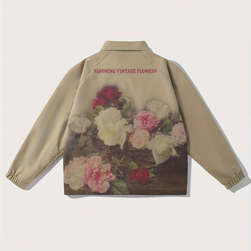 Zip-Up Rose Print Jacket