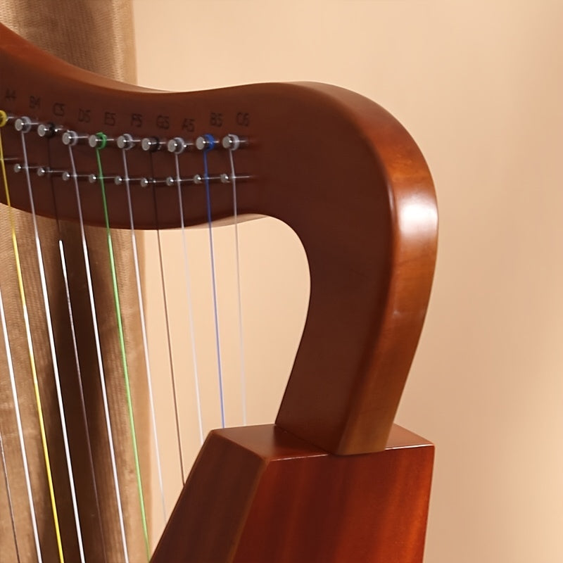 19 String Mahogany Solid Wooden Lyre Harp