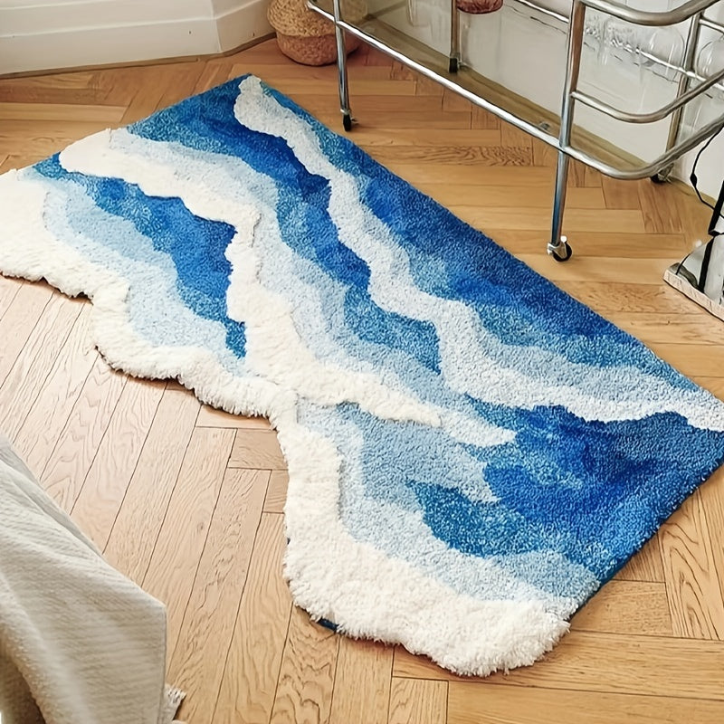 Thick Ultra-Soft Tufted Rug - Blue Ocean Wave
