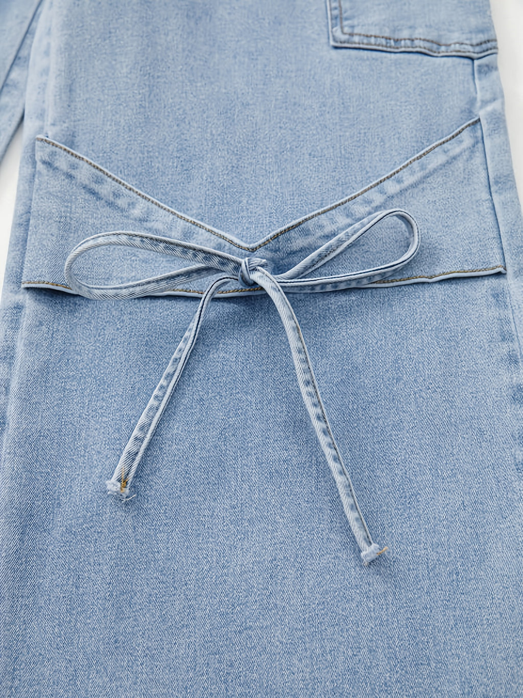 High-Waisted Straight Leg Jean with Bow Accent