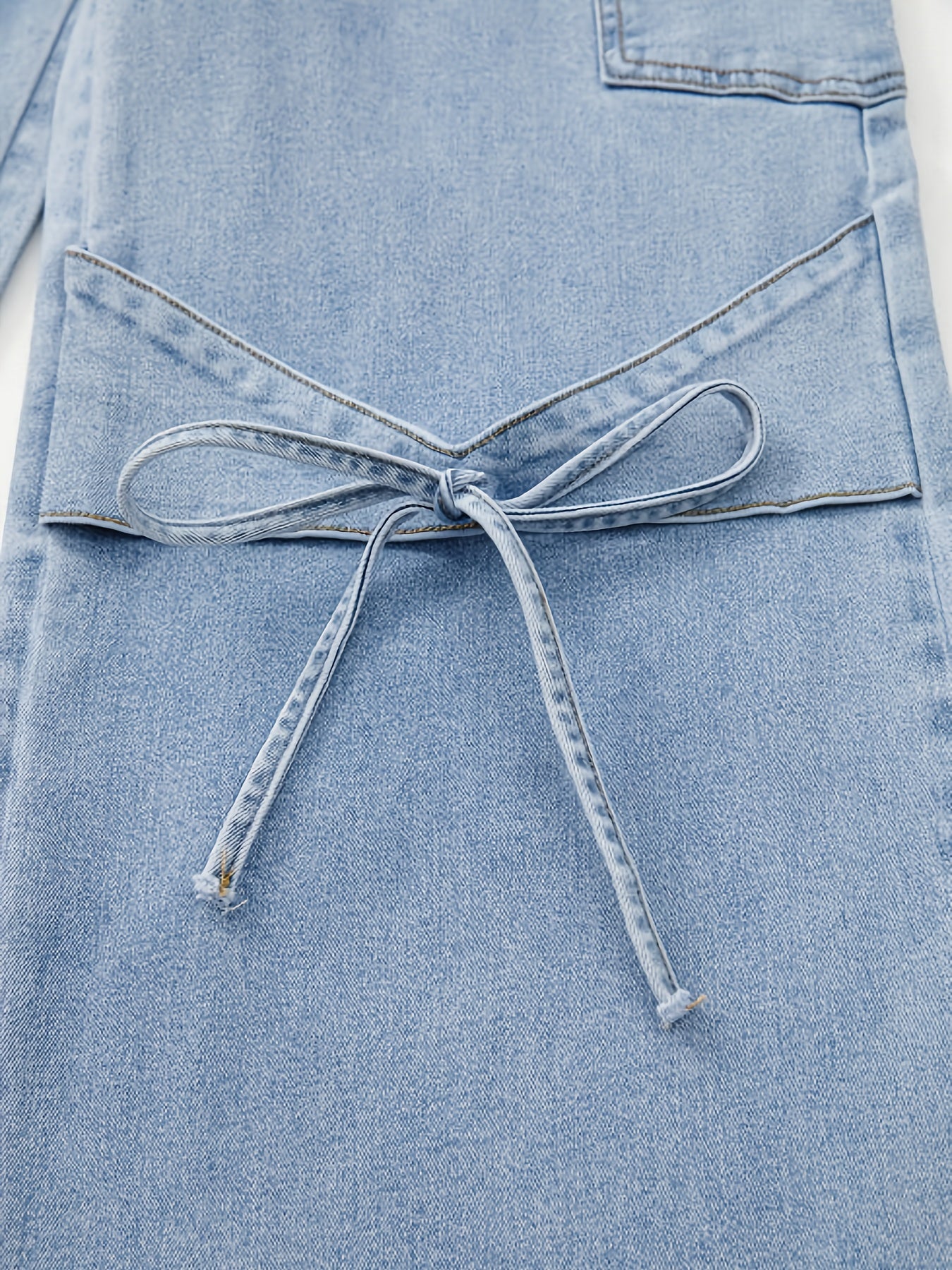 High-Waisted Straight Leg Jean with Bow Accent