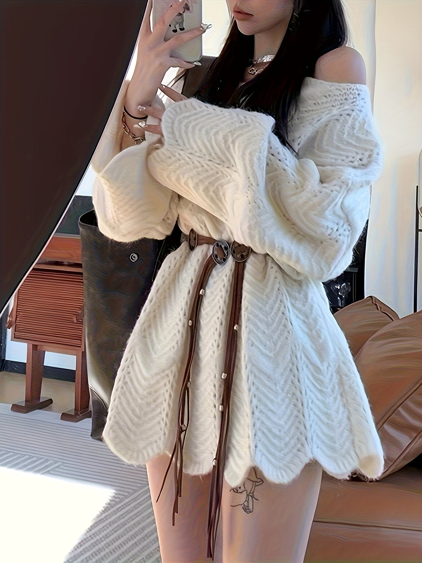 Off-Shoulder/One-Shoulder Lace Kimono Jacket