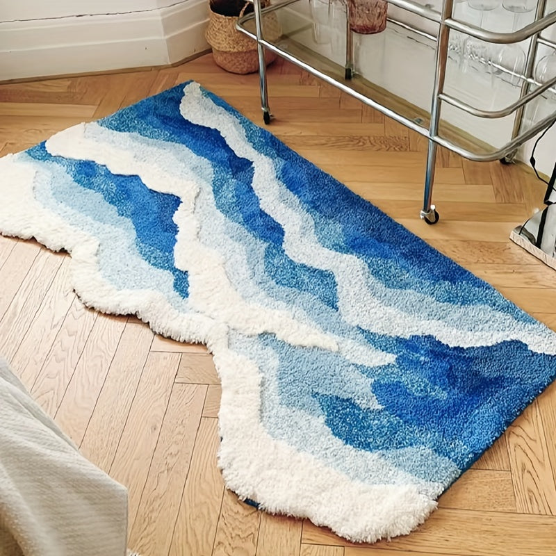 Thick Ultra-Soft Tufted Rug - Blue Ocean Wave