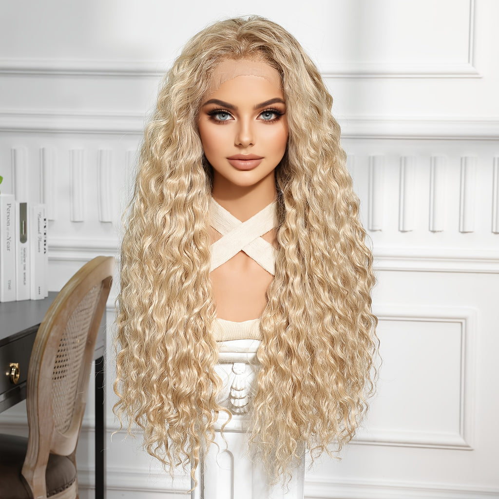 28 Inch Matte High-temperature Silk 13*6 Long Curly Hair Wig