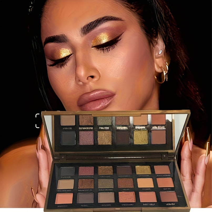 18-Color All-in-One Eyeshadow Palette with Matte, Shimmer, Glitter & Rainbow Effects