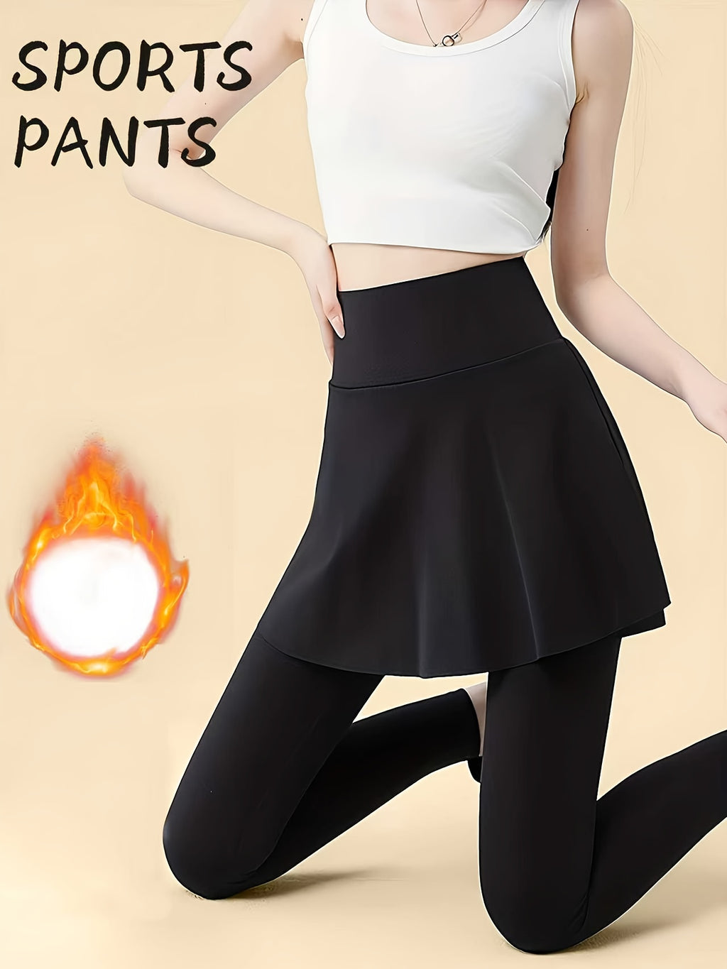 Full-Length Workout Leggings with Skirt