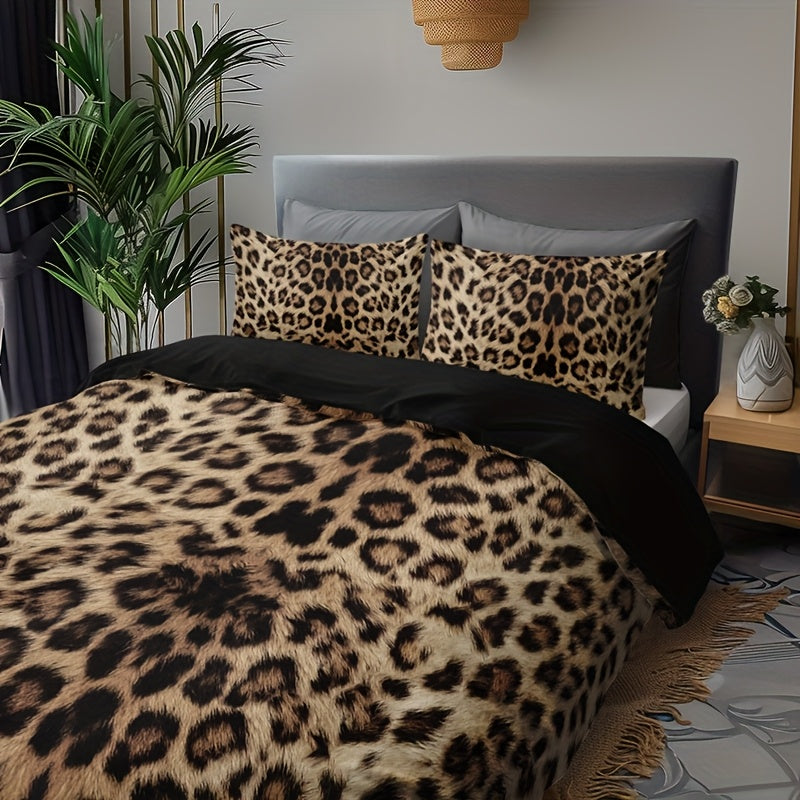 {3pcs} Leopard Print Duvet Cover Set