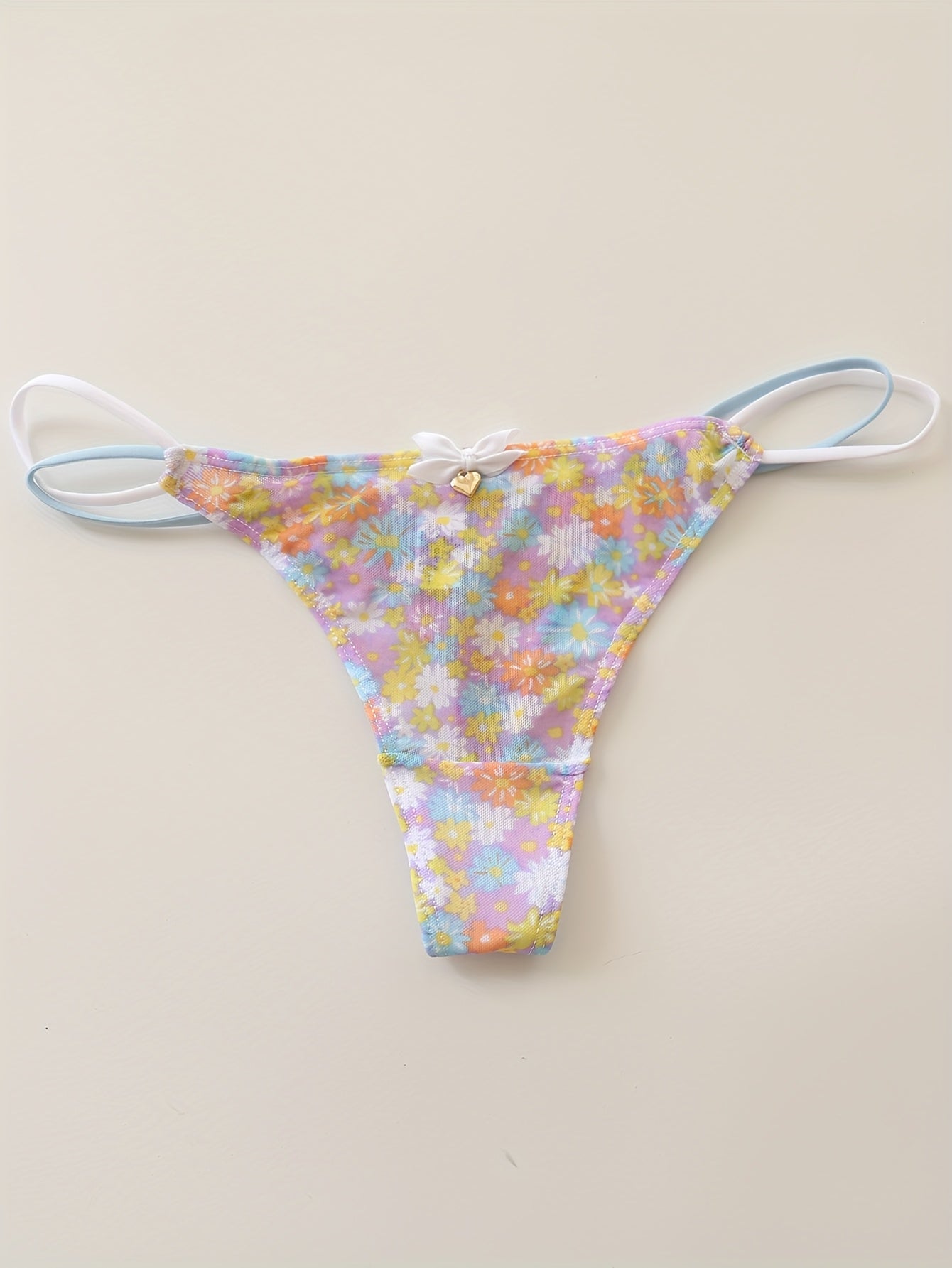 Sheer Lace-like Mesh Thong Underwear