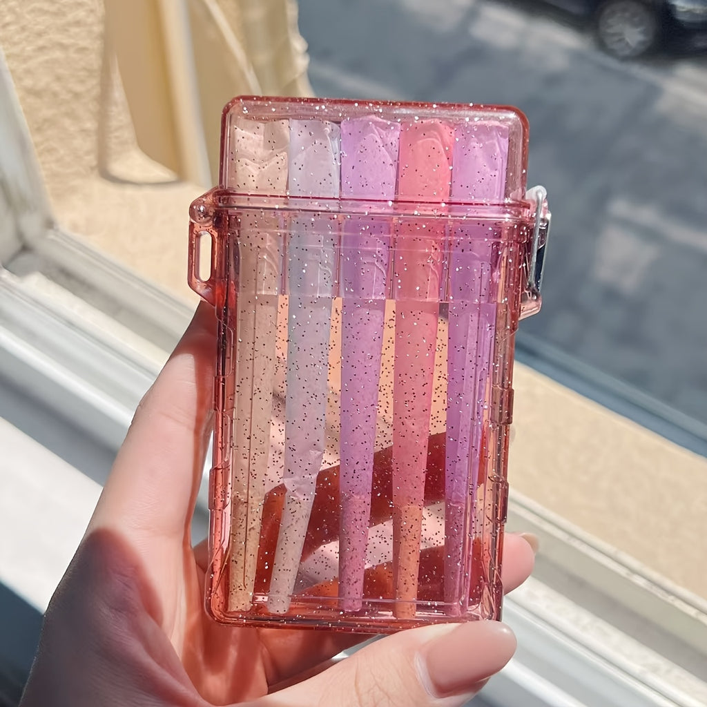 Pink Acrylic-like Cigarette Case with Flip-Top Lid & Pre-Rolled Cone Holder