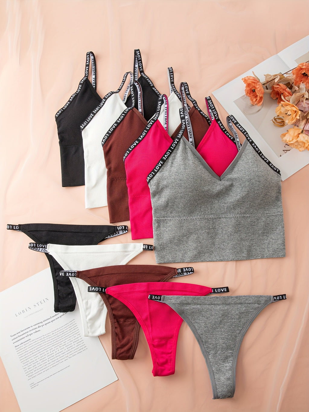 5 Sets of Comfortable And Breathable Fashionable Letter Lingerie Set