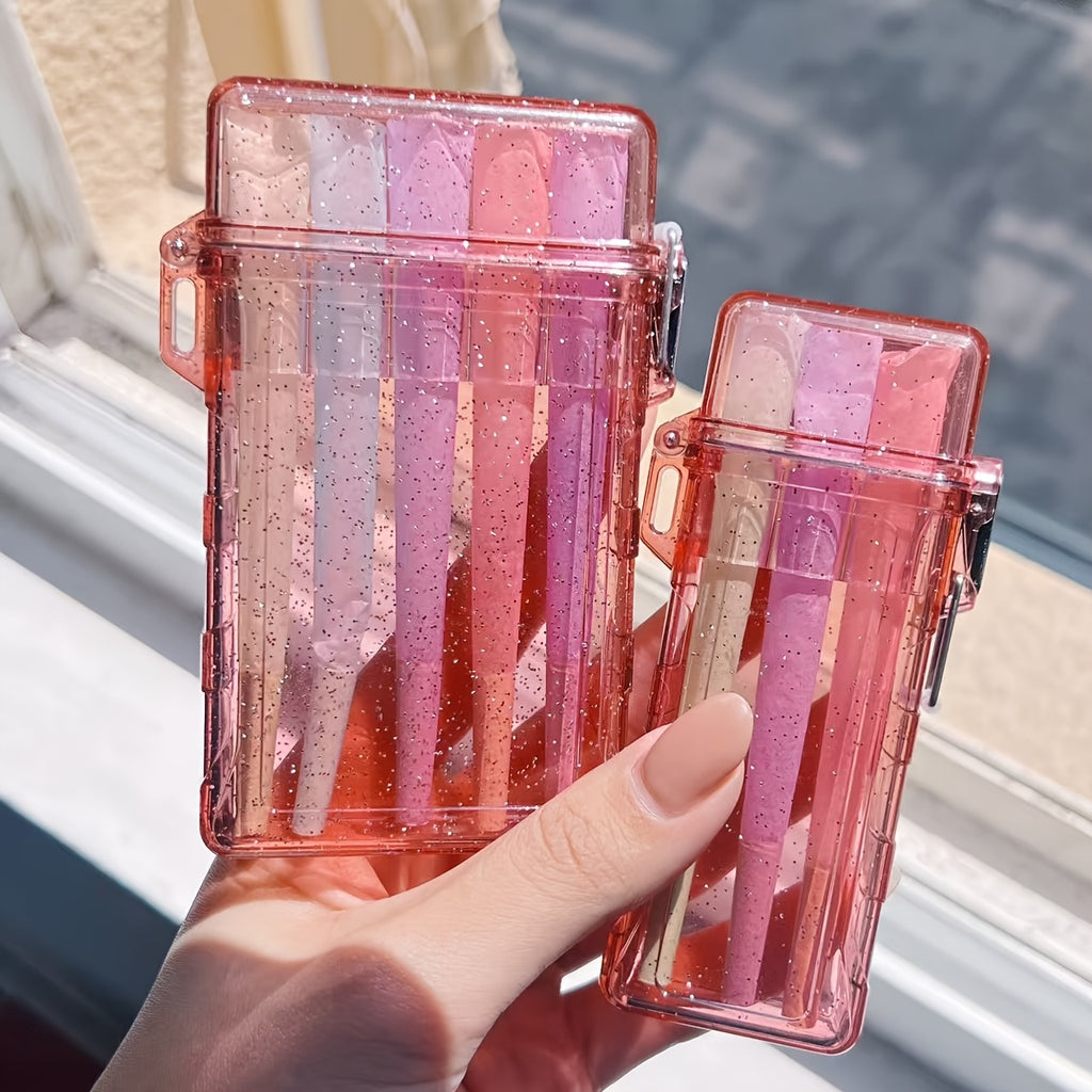 Pink Acrylic-like Cigarette Case with Flip-Top Lid & Pre-Rolled Cone Holder