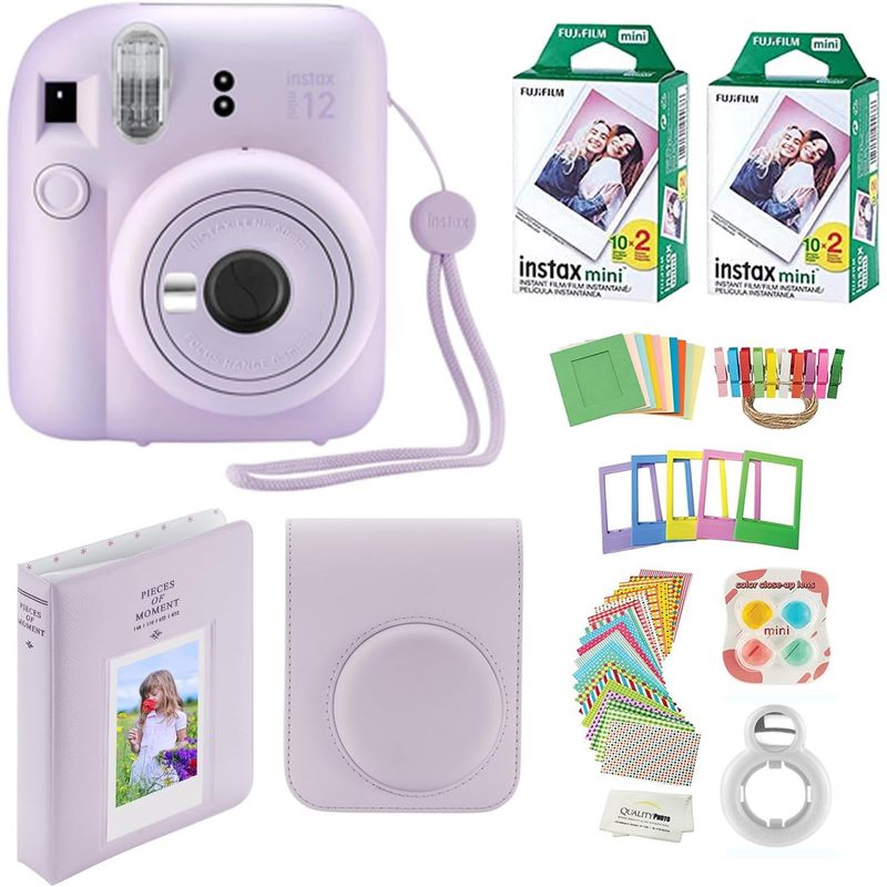 Fujifilm Instax Mini 12 Instant Camera with Case, 40 Fuji Films, Decoration Stickers, Frames, Photo Album and More Accessory kit, Multi-color