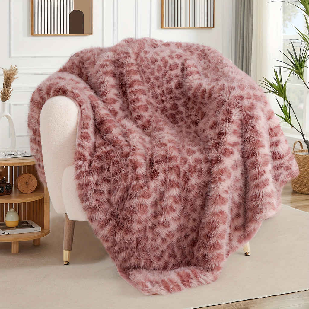 Faux Fur Leopard Print Blanket