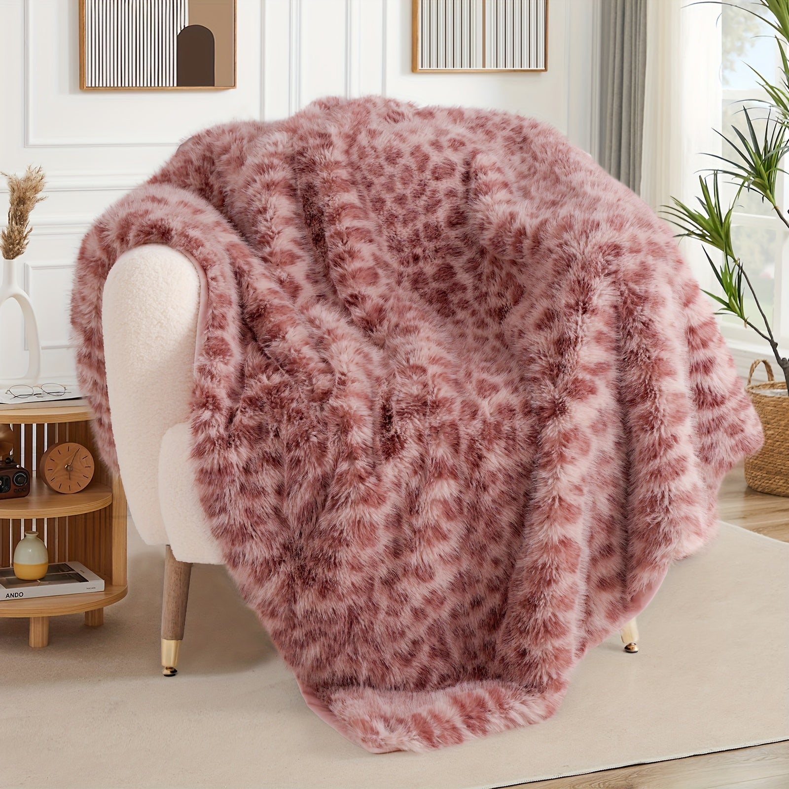 Faux Fur Leopard Print Blanket
