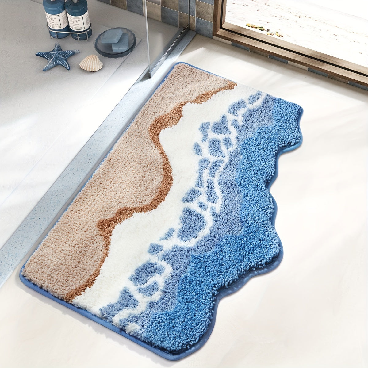 {1pc} Seashore Plush Bath Mat