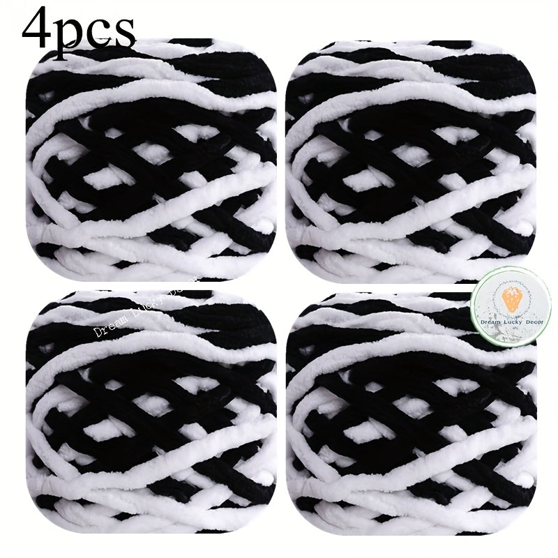 {4pcs} Soft & Thick 100% Polyester Chunky Yarn