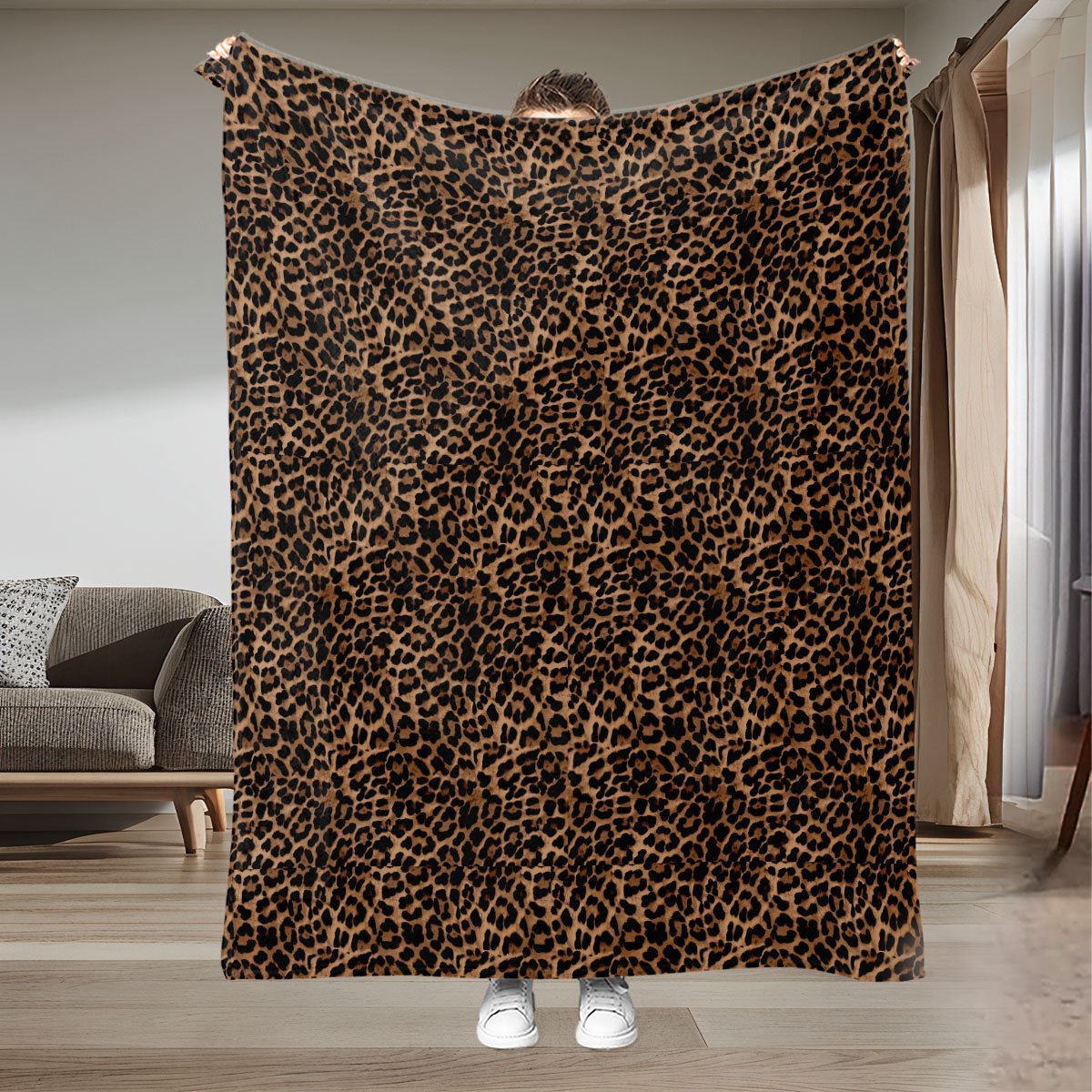Leopard Print Plush Faux Fur Blanket