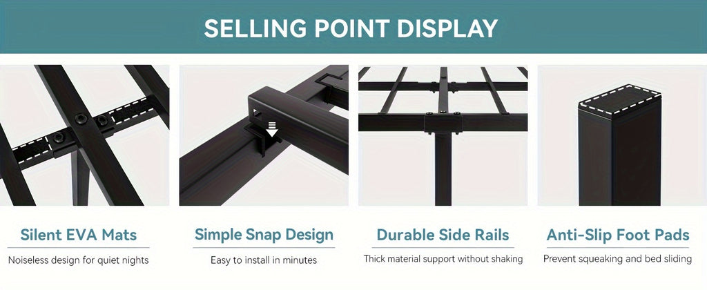 14'' Queen Size Heavy-Duty Wrought Iron Bed Frame