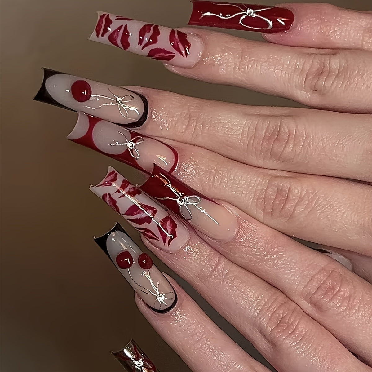 {24pcs} Long Square Press On Nails