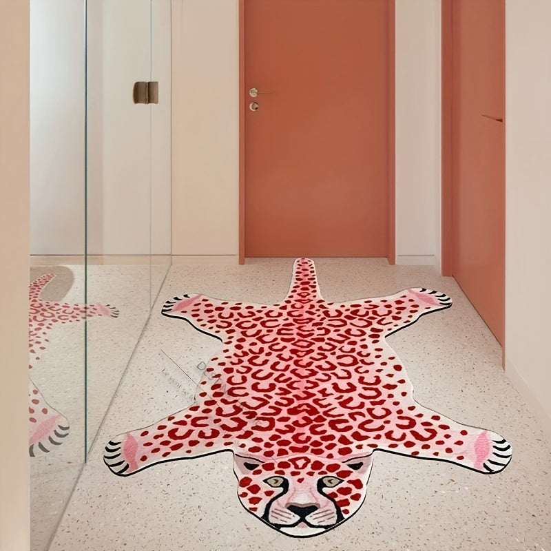 Plush Leopard Print Area Mat