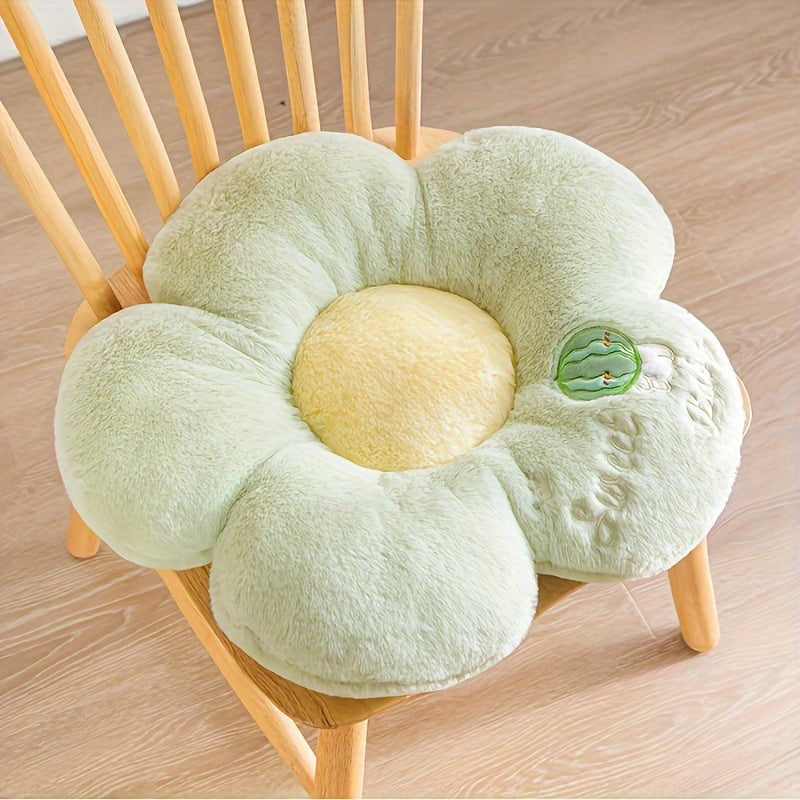 Plush Fruit & Flower-Themed Seat Cushion - Soft Polyester, Round, Machine Washable - Ideal for Car, Chair, Sofa - Comfortable Full-Body Support for Long Sitting - Perfect Office & Home Gift