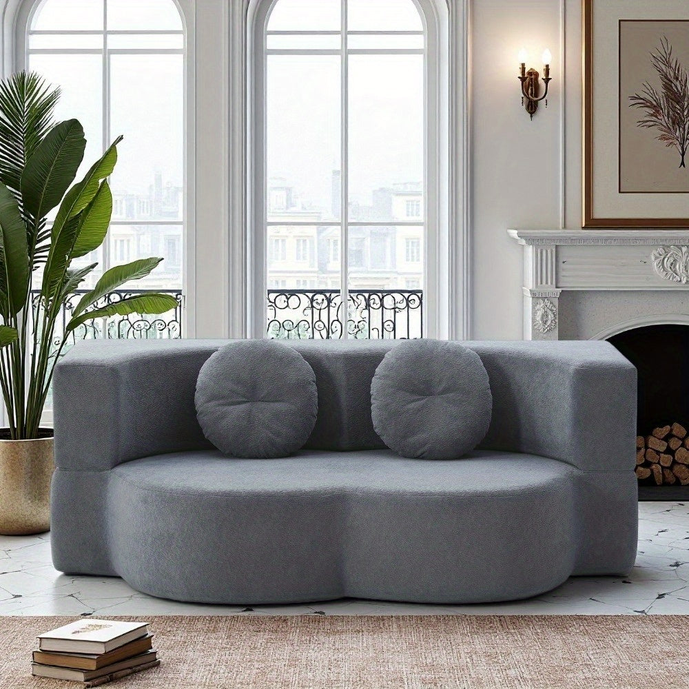 2-in-1 Convertible Folding Sofa Bed with Mattress