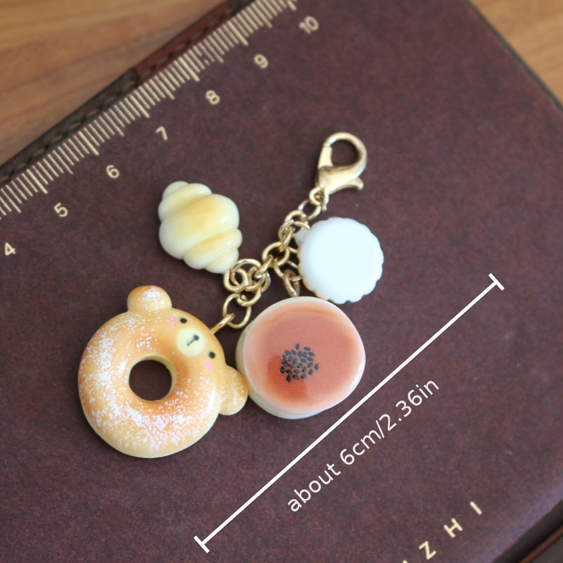 Charming Handmade Bear & Donut Keychain