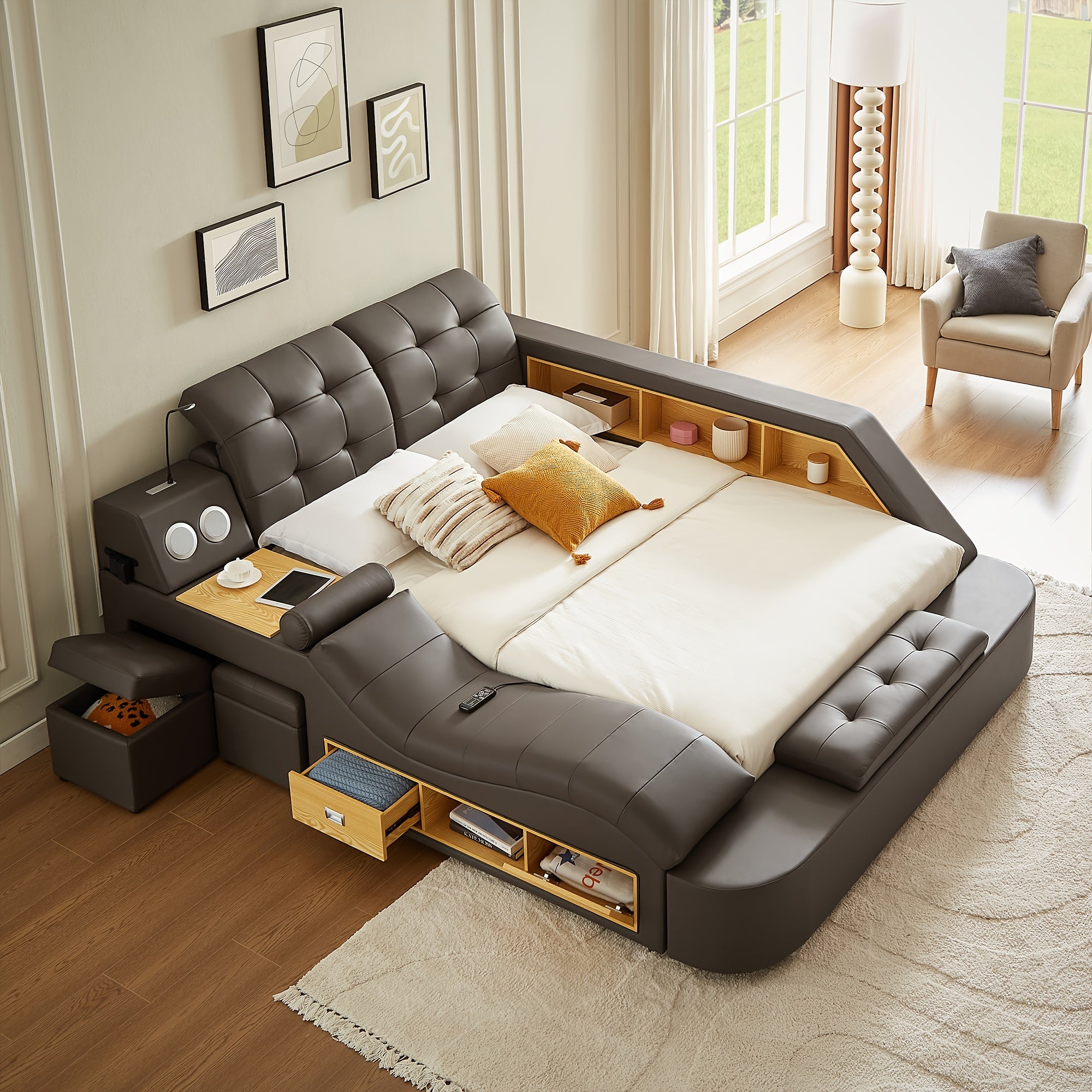 Multifunctional Large Bed Frame