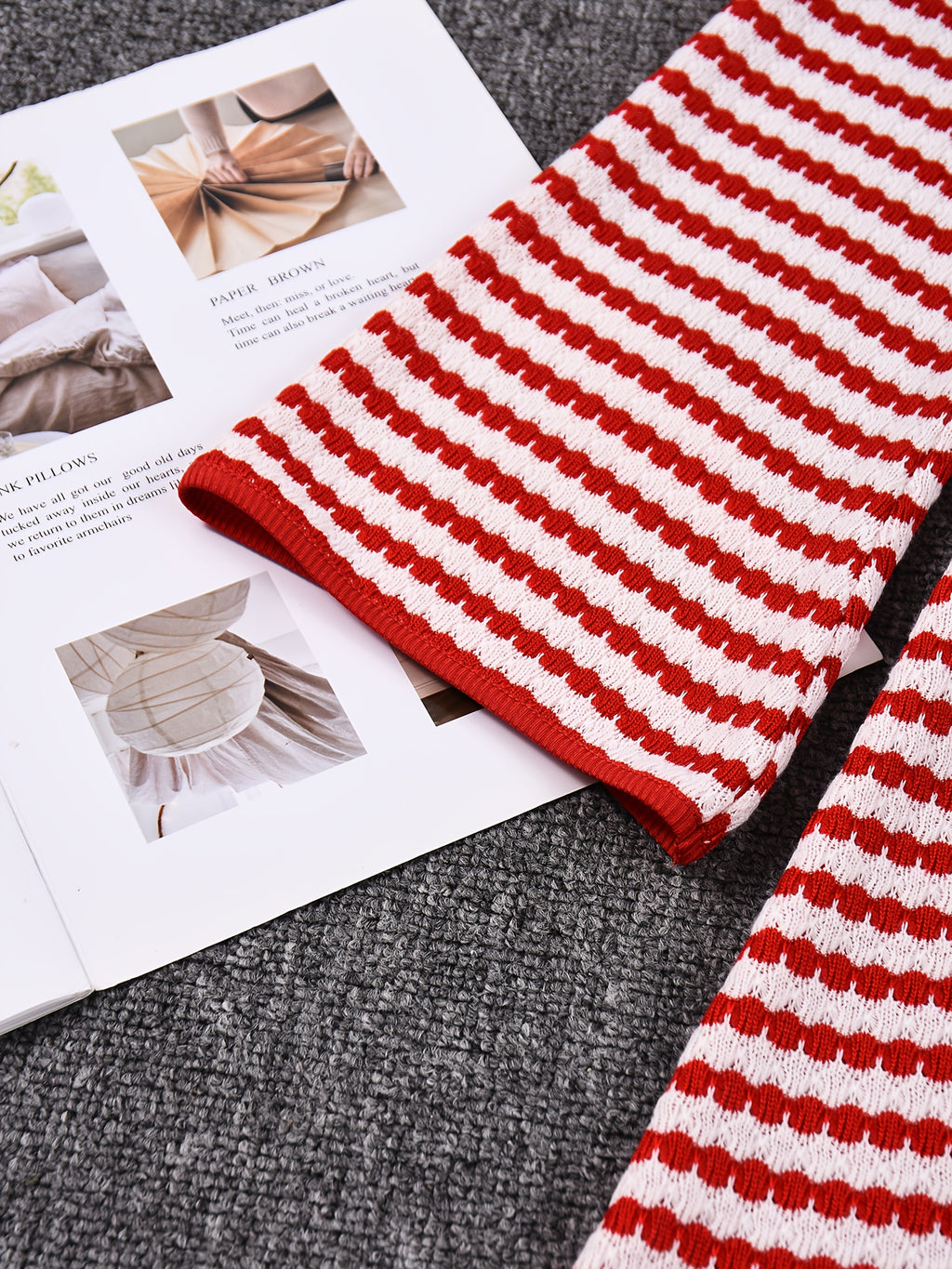 Elegant Slim-Fit Red & White Bell Sleeve A-Line Dress