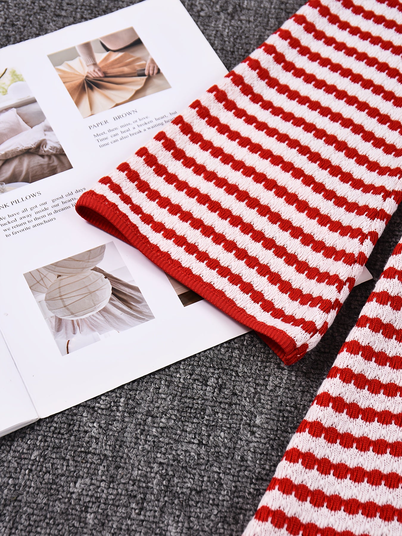 Elegant Slim-Fit Red & White Bell Sleeve A-Line Dress