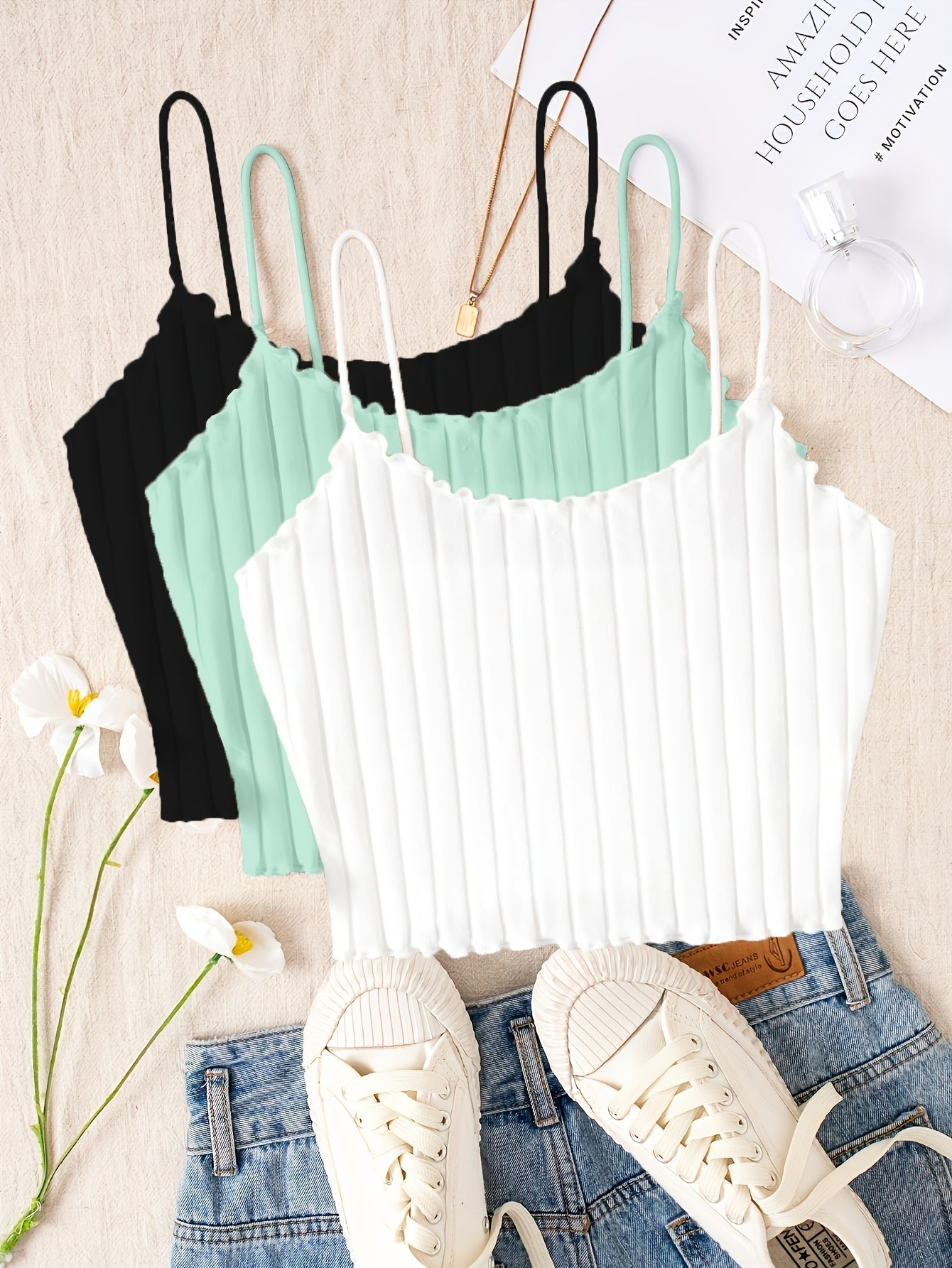 Womens Summer Clothing Bras for Women - Set of Three Spaghetti Strap Slingback - Elegant Viscose Smooth Fabric