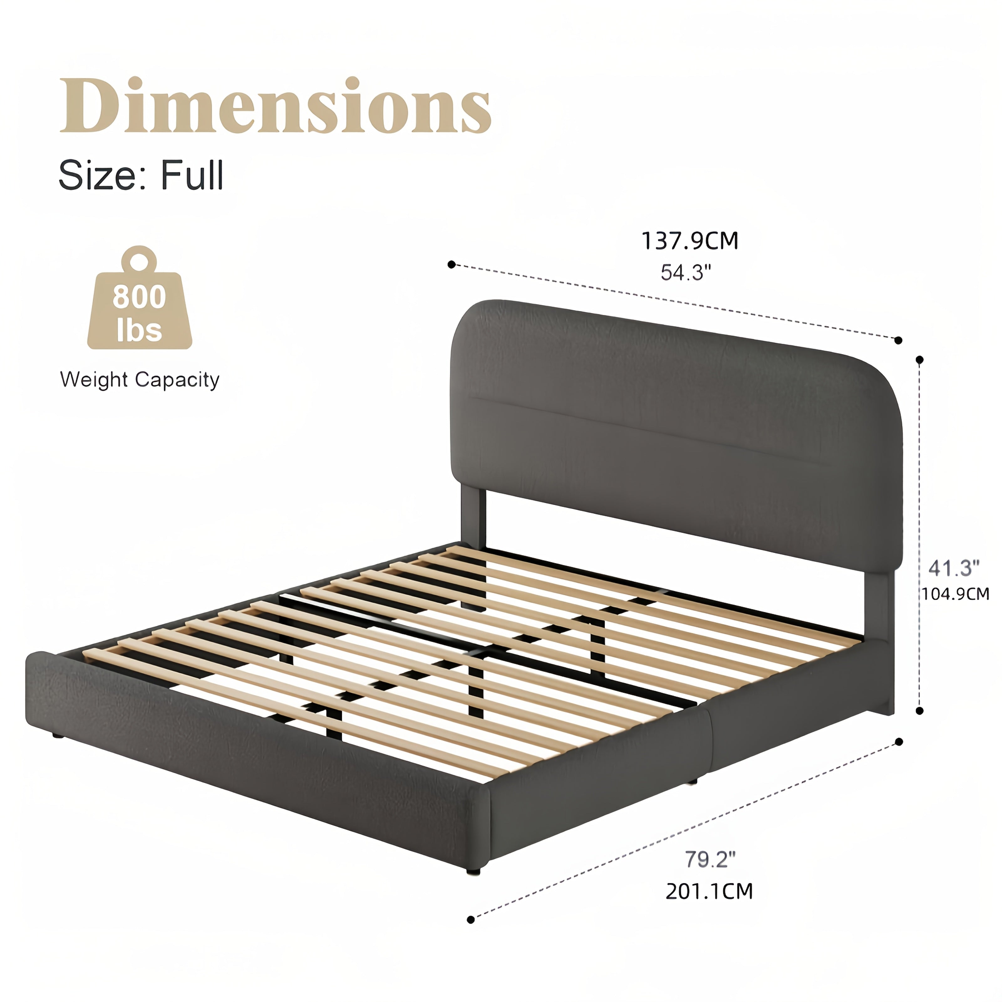 Upholstered Bed Frame with Headboard
