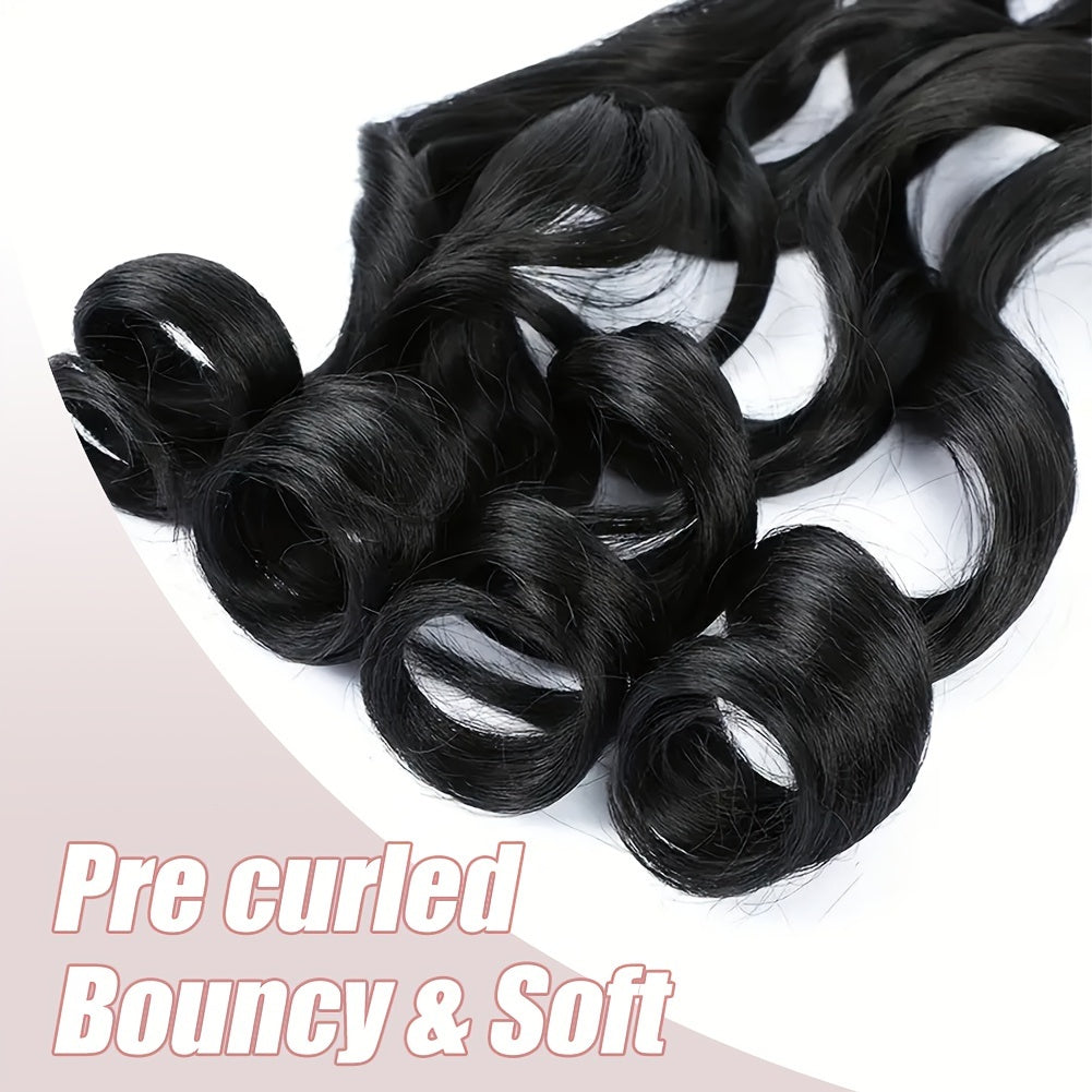 3pcs 22" Pre-Stretched French Curl Braiding Hair Extensions for Women - Loose Wave Synthetic Crochet Braids