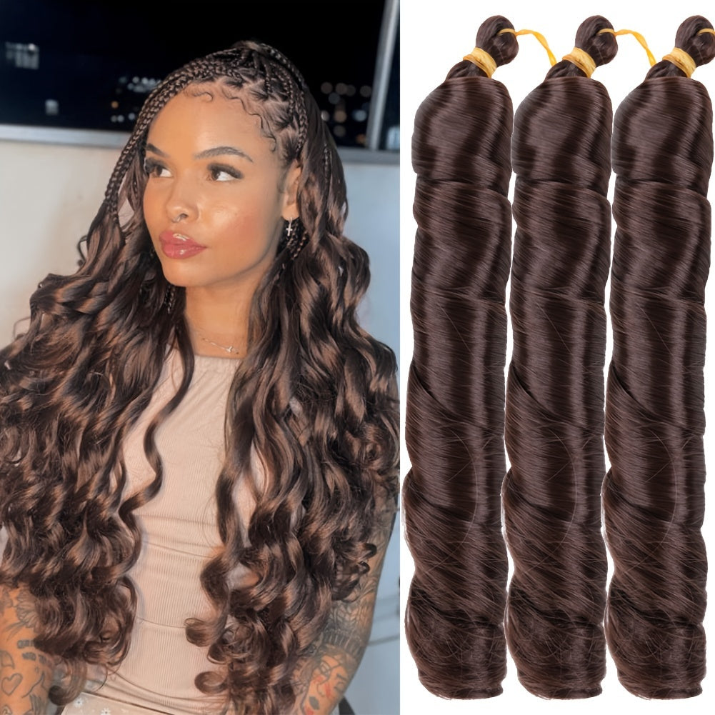 3pcs 22" Pre-Stretched French Curl Braiding Hair Extensions for Women - Loose Wave Synthetic Crochet Braids