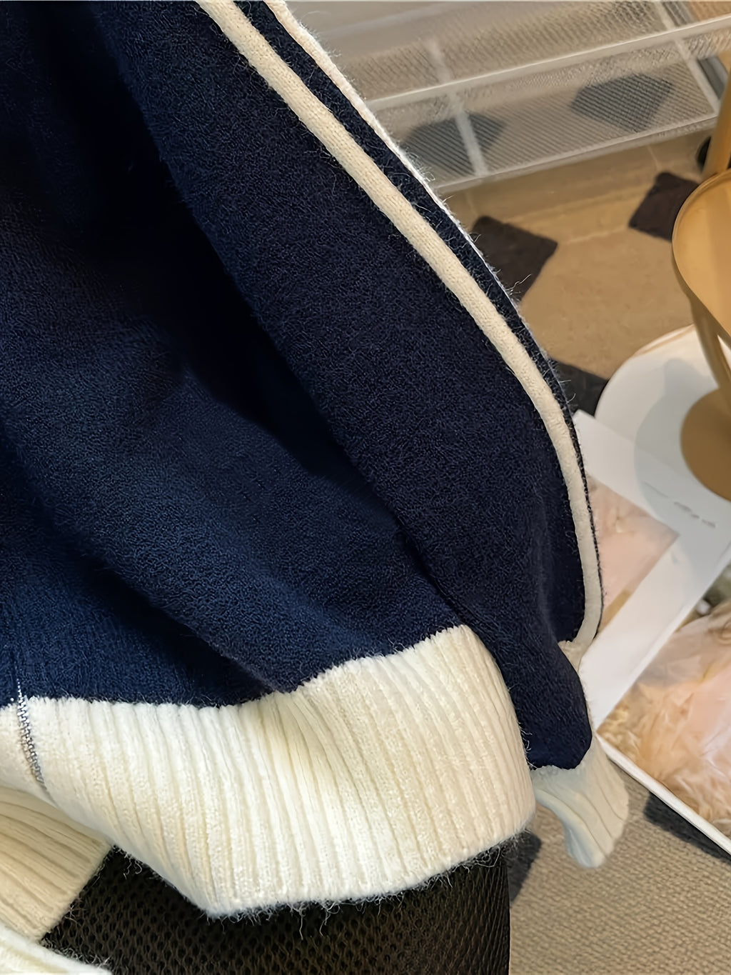 Casual Color Block Pullover Sweater