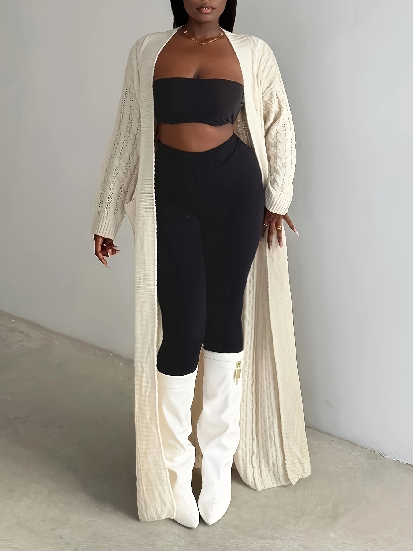 Long Solid Color Cardigan