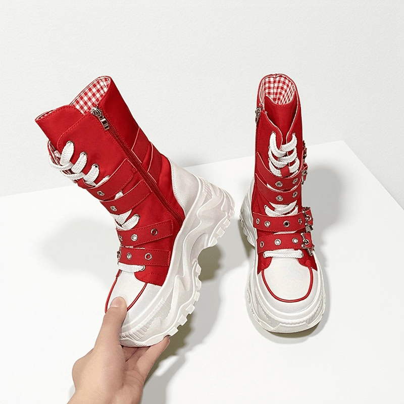 Thick Soled High Top Casual Shoes