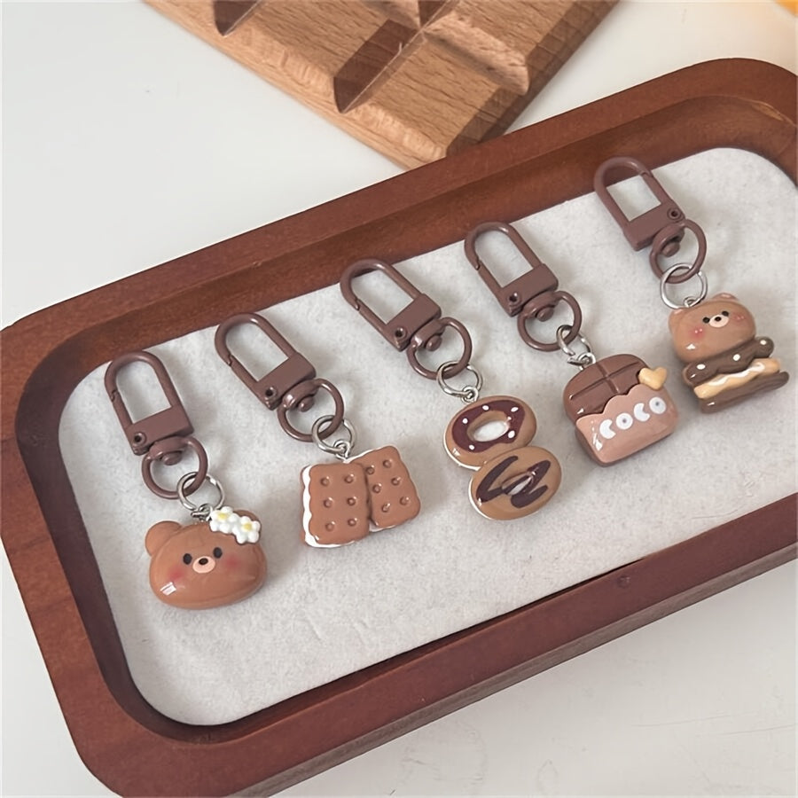 {5pcs} Cute Cartoon Bear Cookie Keychains