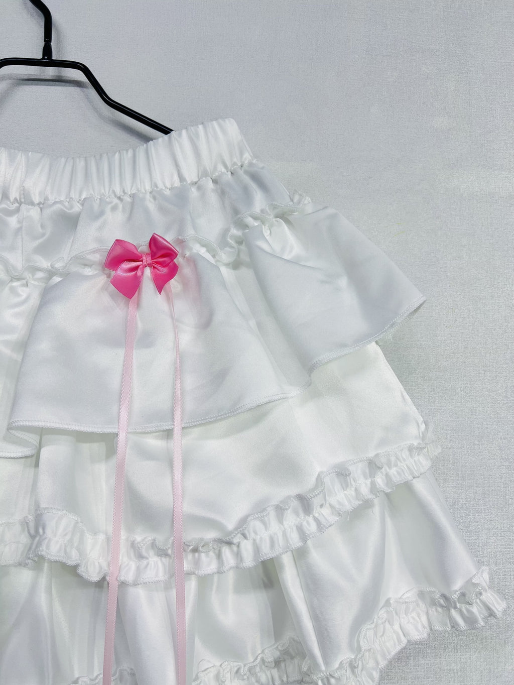 Mini Skirt with Elastic Waistband & Pink Bow Details