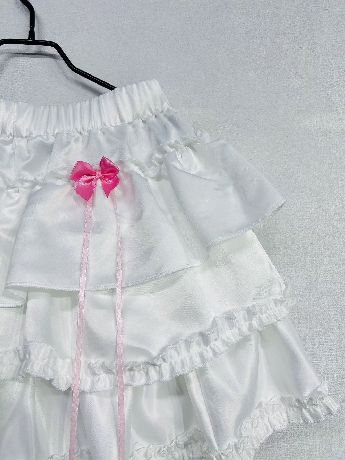 Mini Skirt with Elastic Waistband & Pink Bow Details