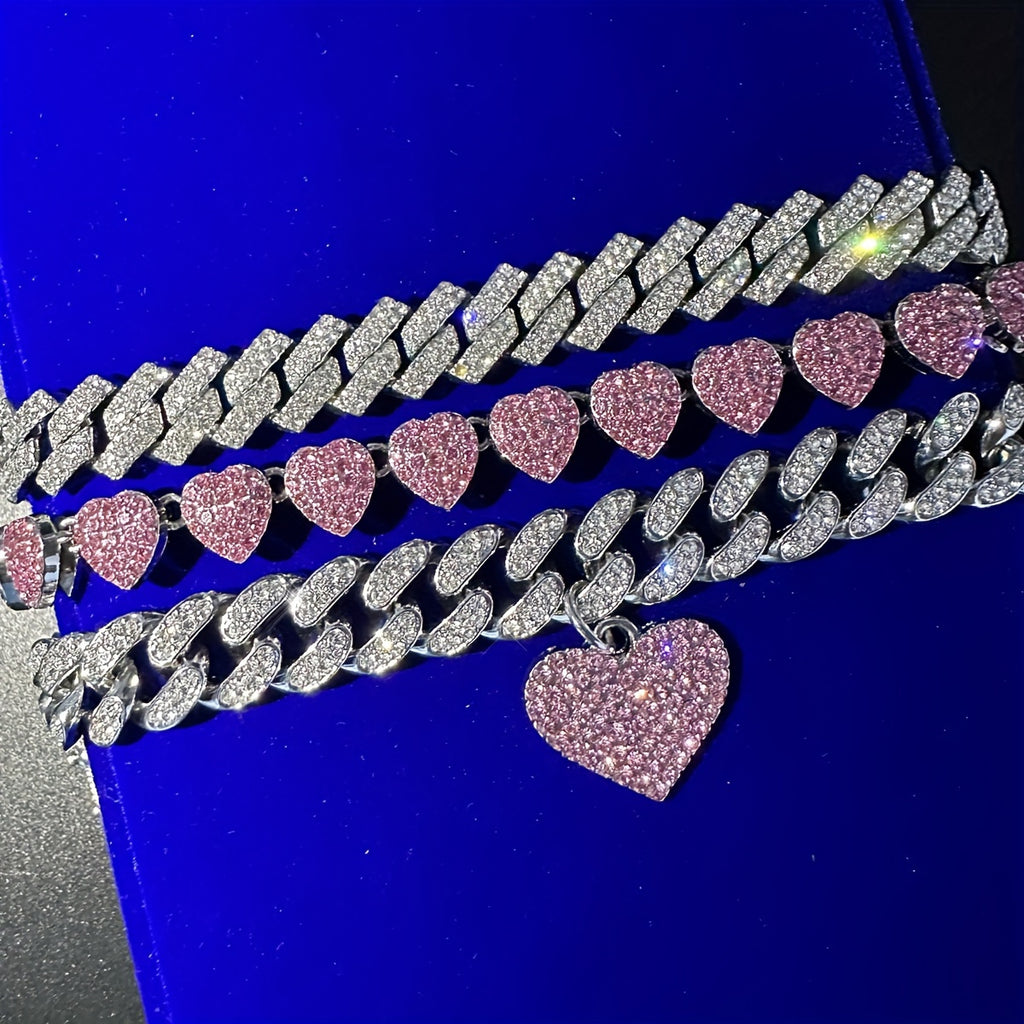 {3pcs} Shiny Heart Pendant Anklets